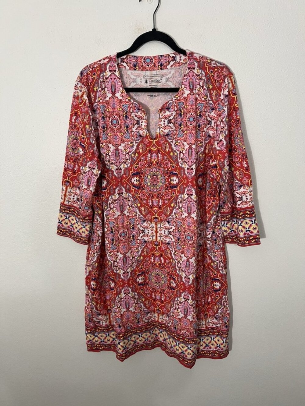 Coolibar Women’s Oceanside Tunic Dress Size XXL Pink Red Boho UPF 50